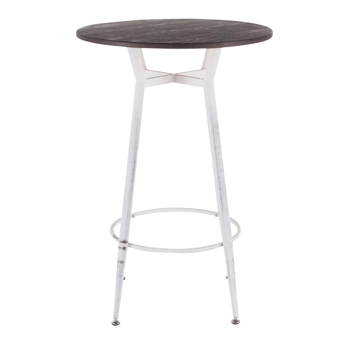 Vintage White Round Bar Table with Espresso Bamboo C487316