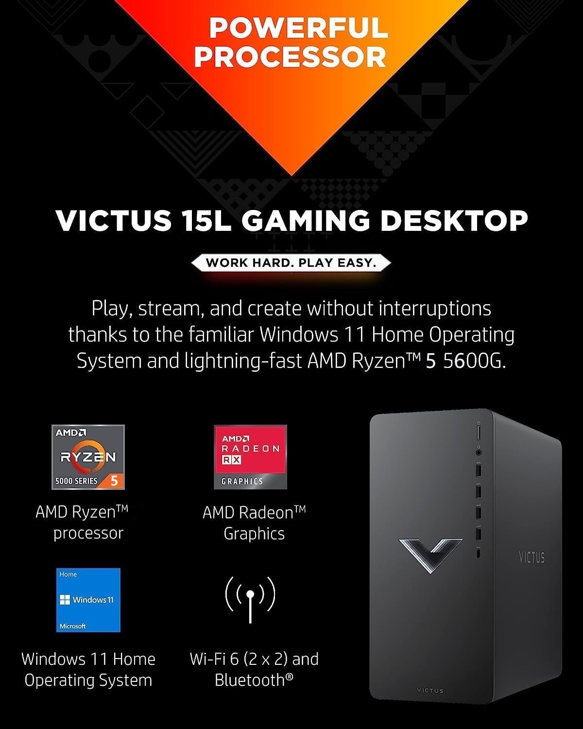 AMD Ryzen 5 5600G 32GB SDRAM 1TB SSD Gaming Desktop K50496