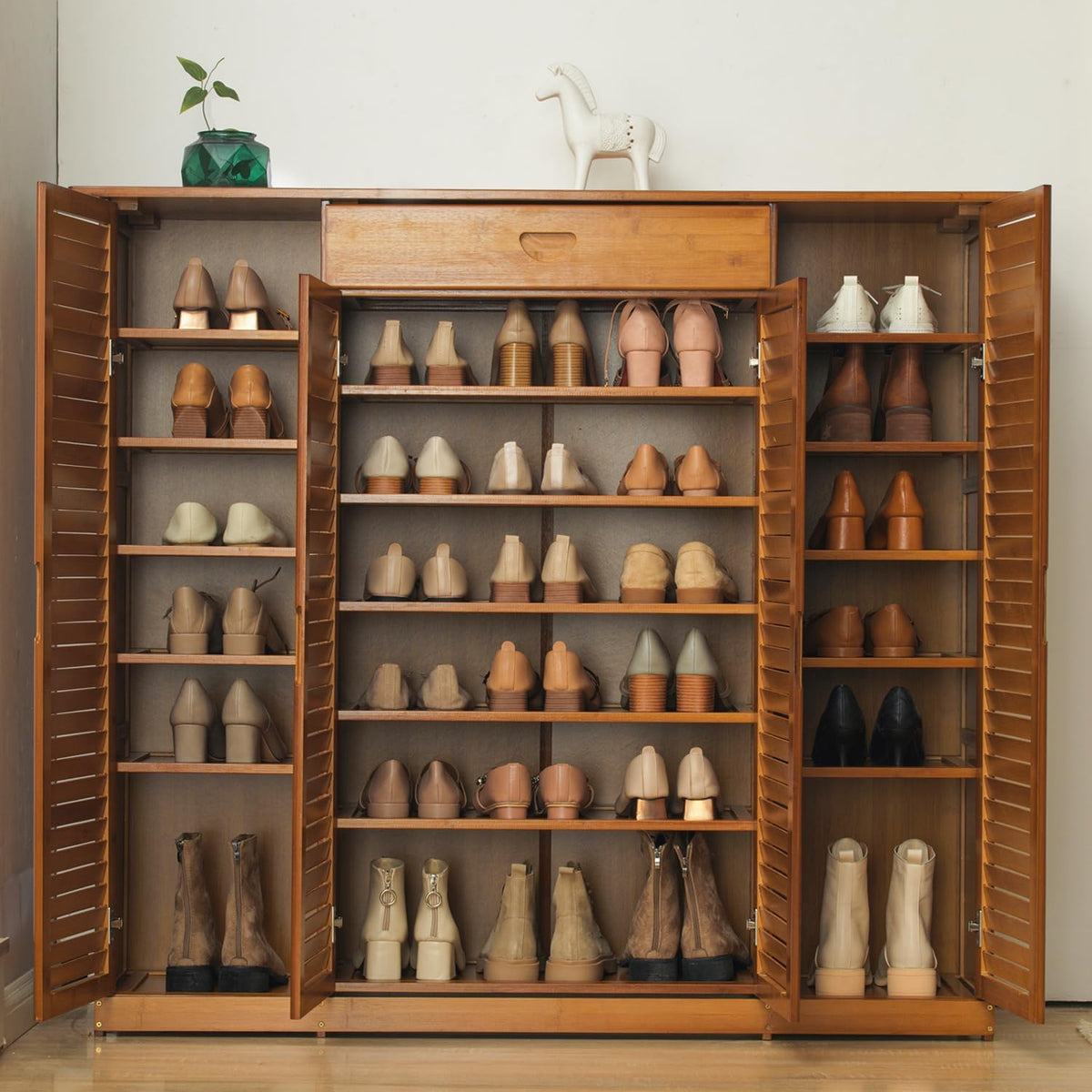 Bamboo 7-Tier Shoe Organizer with Drawer Z391602