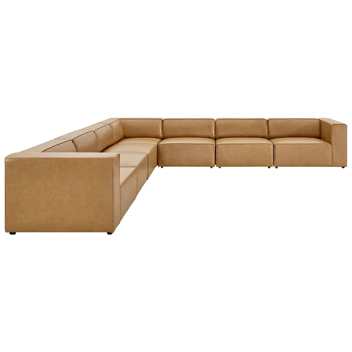 Tan Vegan Leather 7-Piece Sectional Sofa N324032