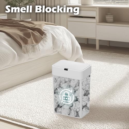 2 Pack Automatic Motion Sensor Trash Can, 2.5 Gallon + 4 Gallon White Q251