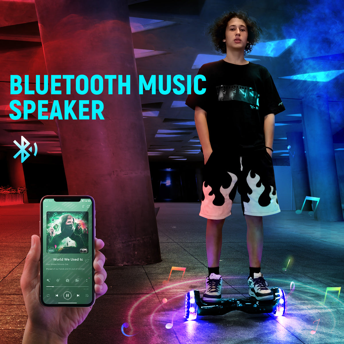 Bluetooth Hoverboard with LED Lights, All Terrain 6.5 inch Two Wheels Electric Scooter K8237