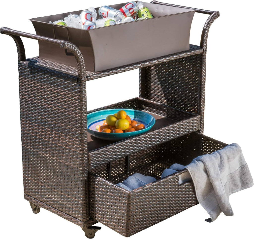 Indoor Wicker Bar Cart O35365