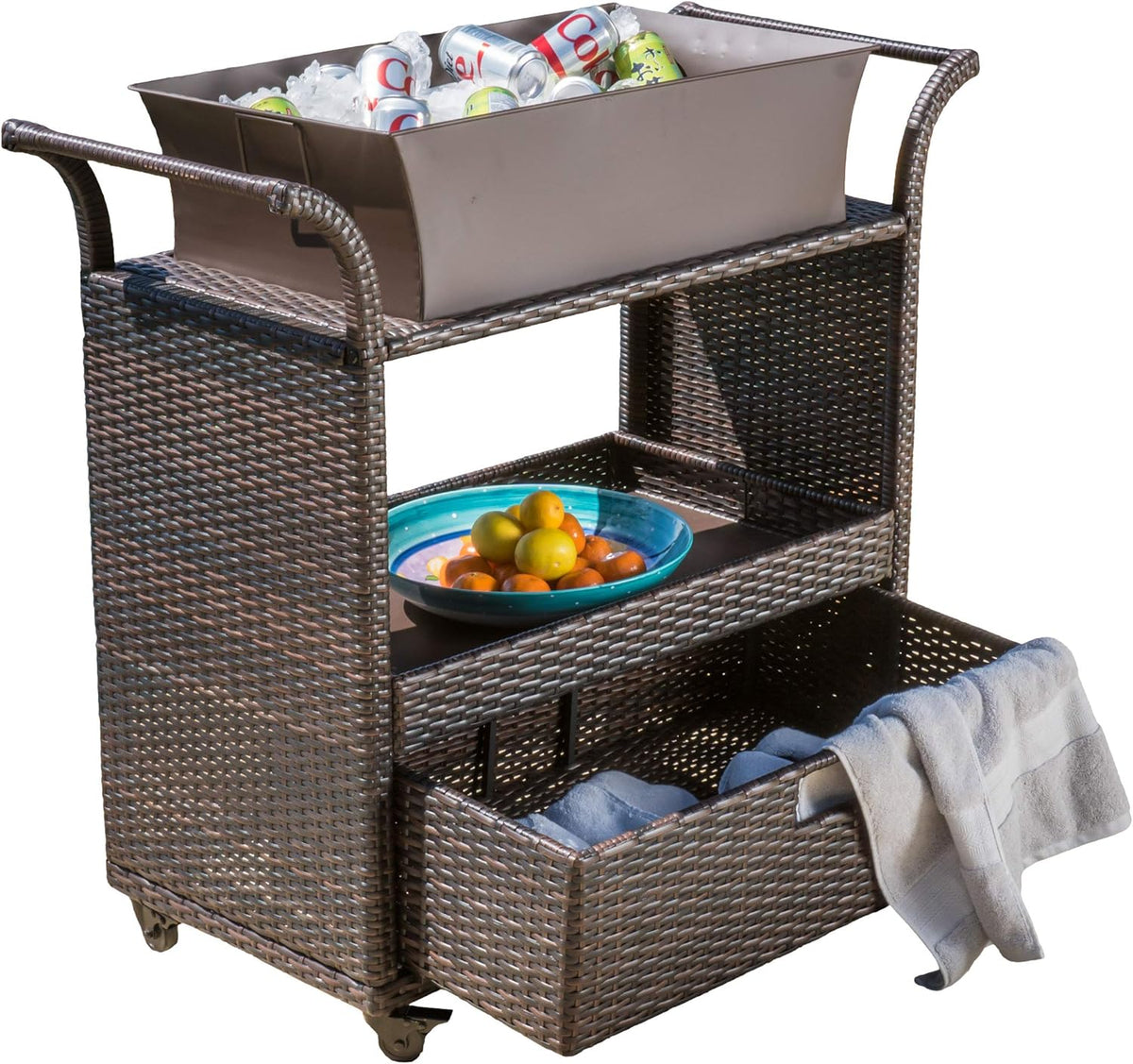 Indoor Wicker Bar Cart O35365