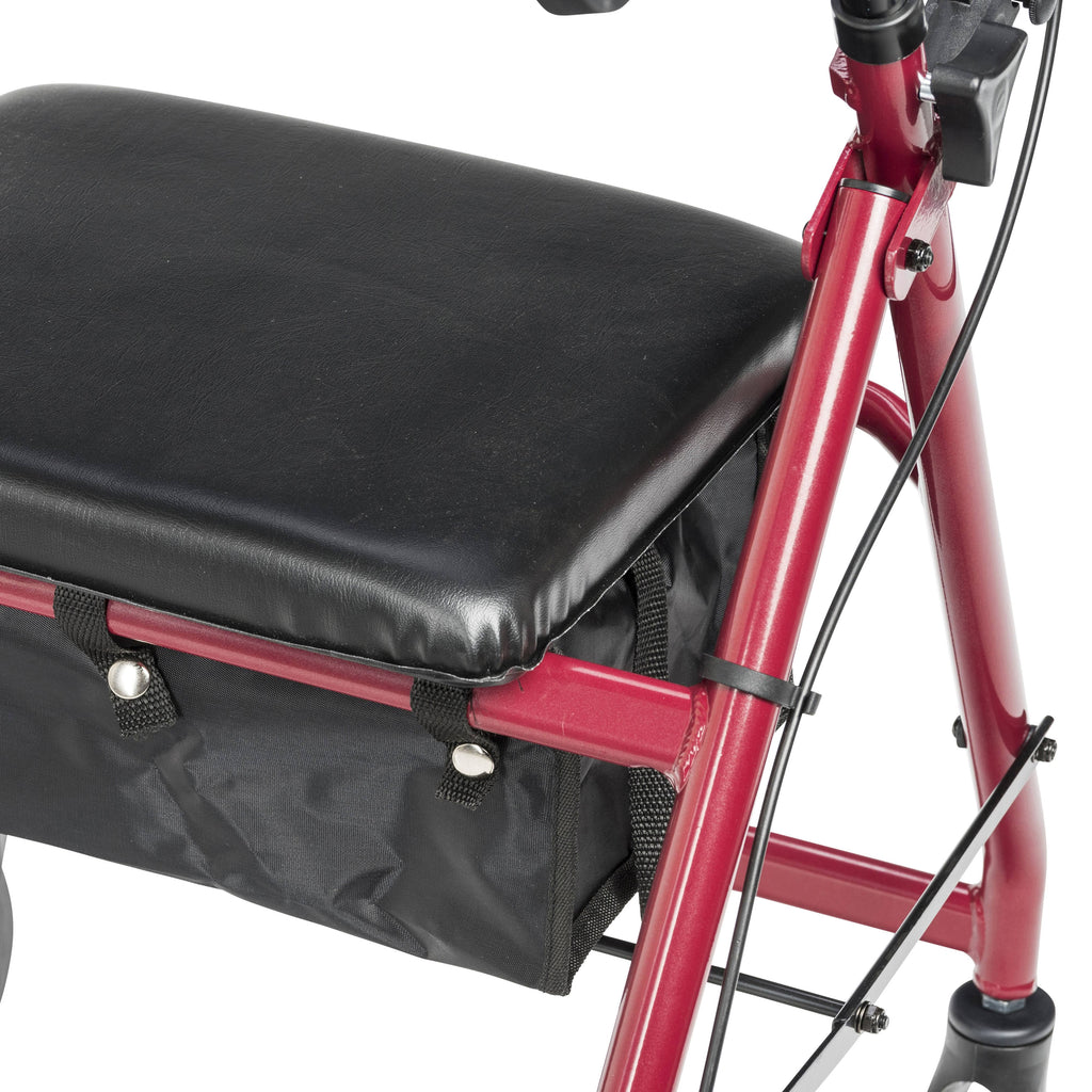 Red Aluminum Rollator with Padded Seat L966
