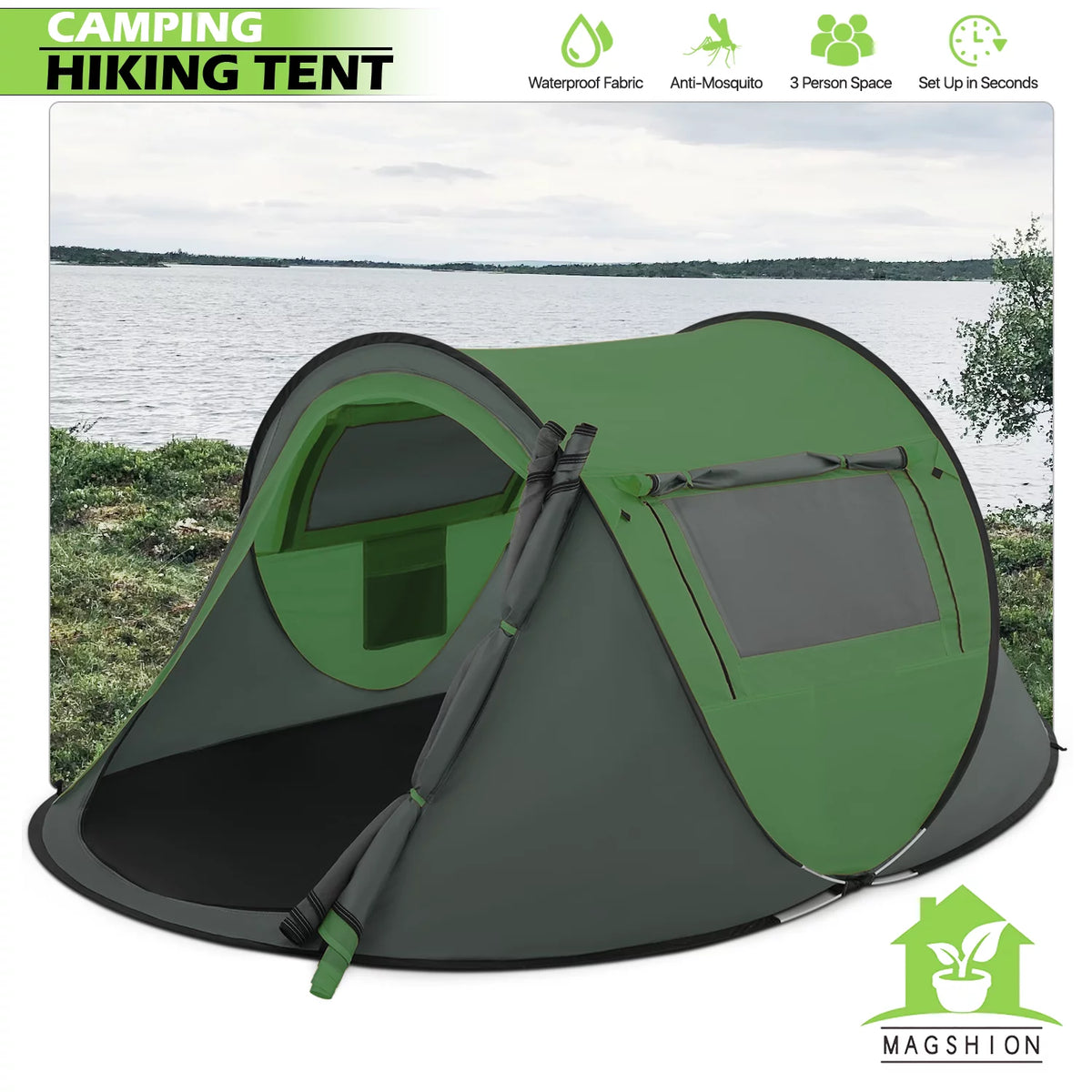 3 Person Pop Up Camping Tent G195752