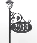 Handcrafted Double-Sided Reflective Home Address Sign with Solar Light C1799