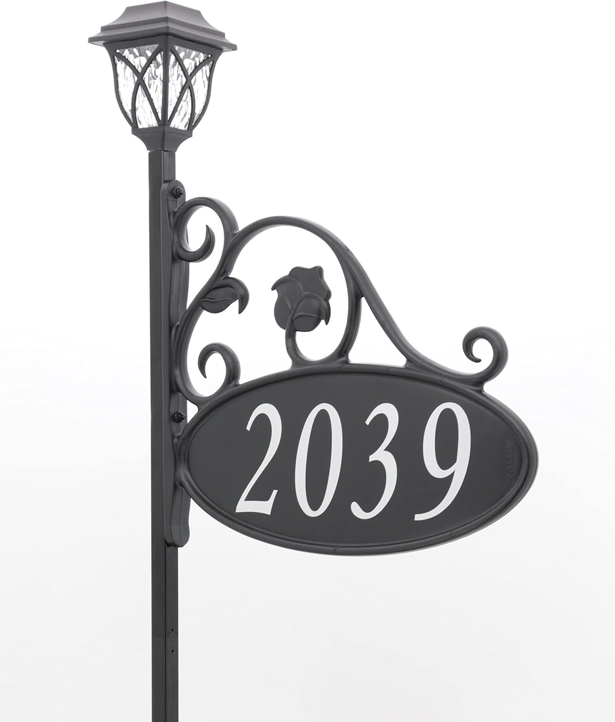 Handcrafted Double-Sided Reflective Home Address Sign with Solar Light C1799
