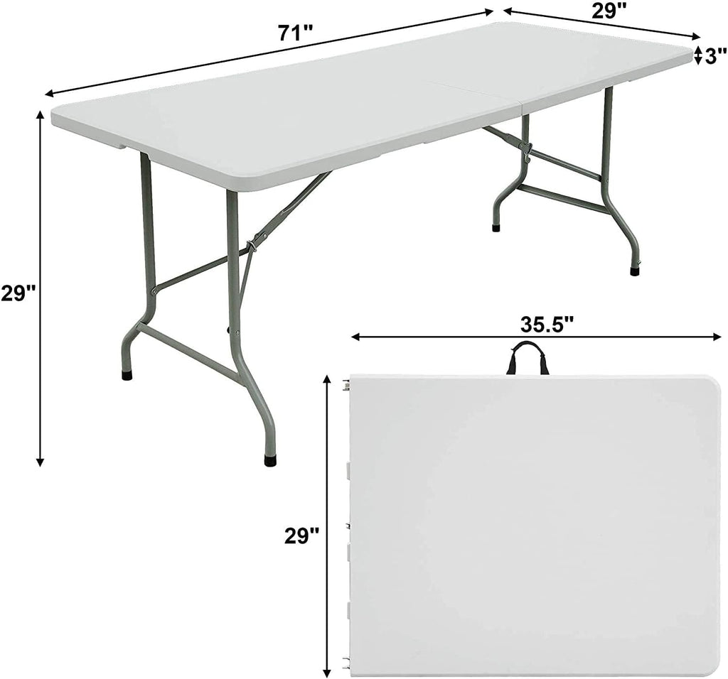 Folding Plastic Dining Table with Handle White 8ft K8247