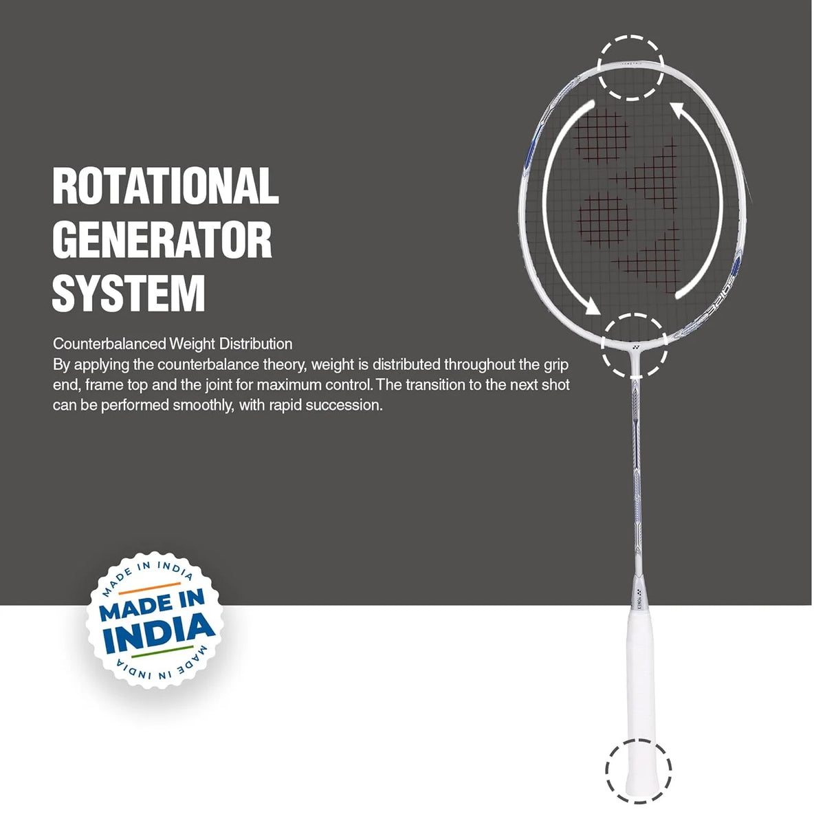 Pearl White Badminton Racquet 4U G374564