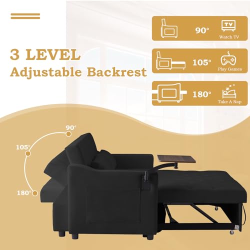 Grey Velvet Convertible Sleeper Sofa with Pull Out Bed E2581