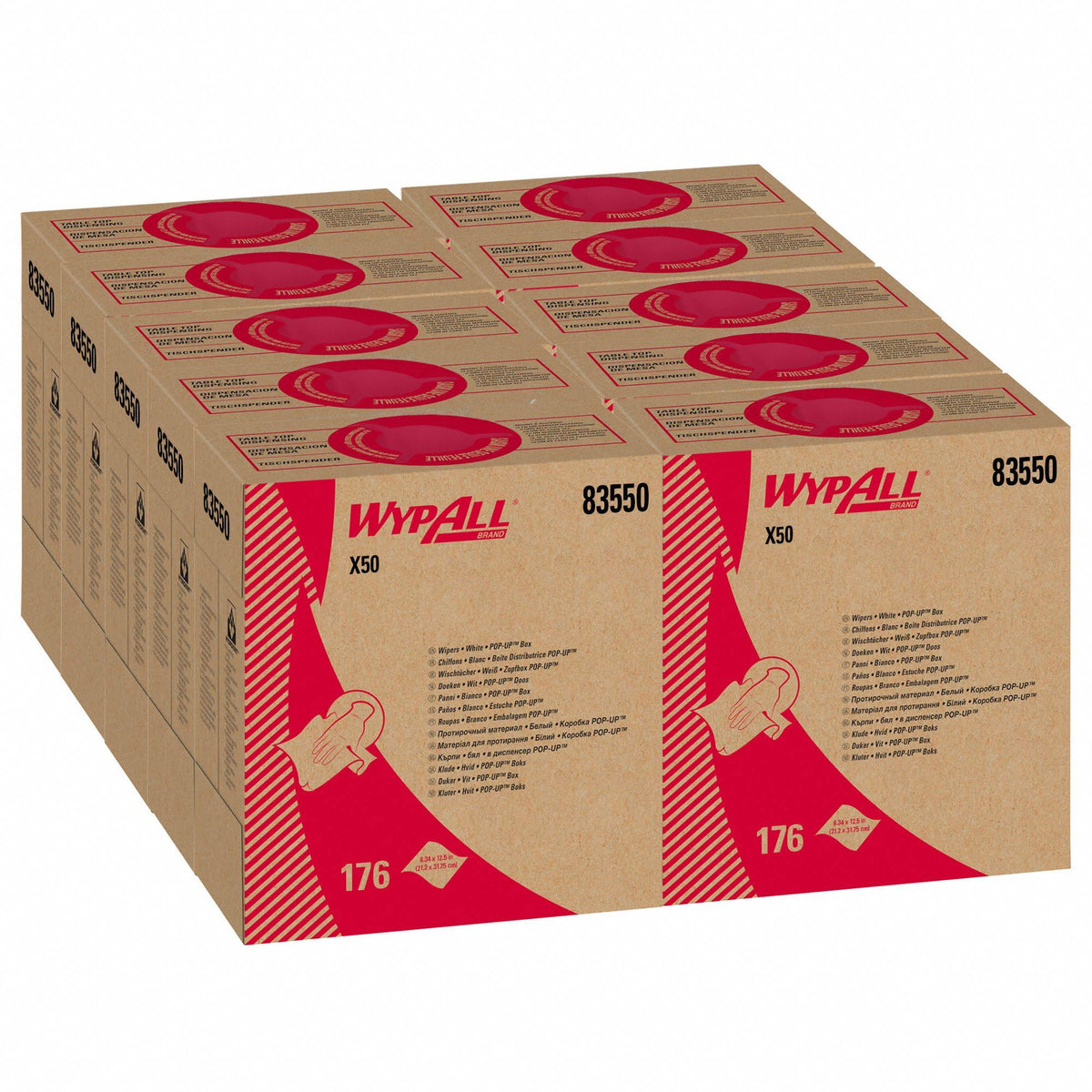 X50 Wipers, White, 176/Pop-Up Box, 10 Boxes/Carton G353