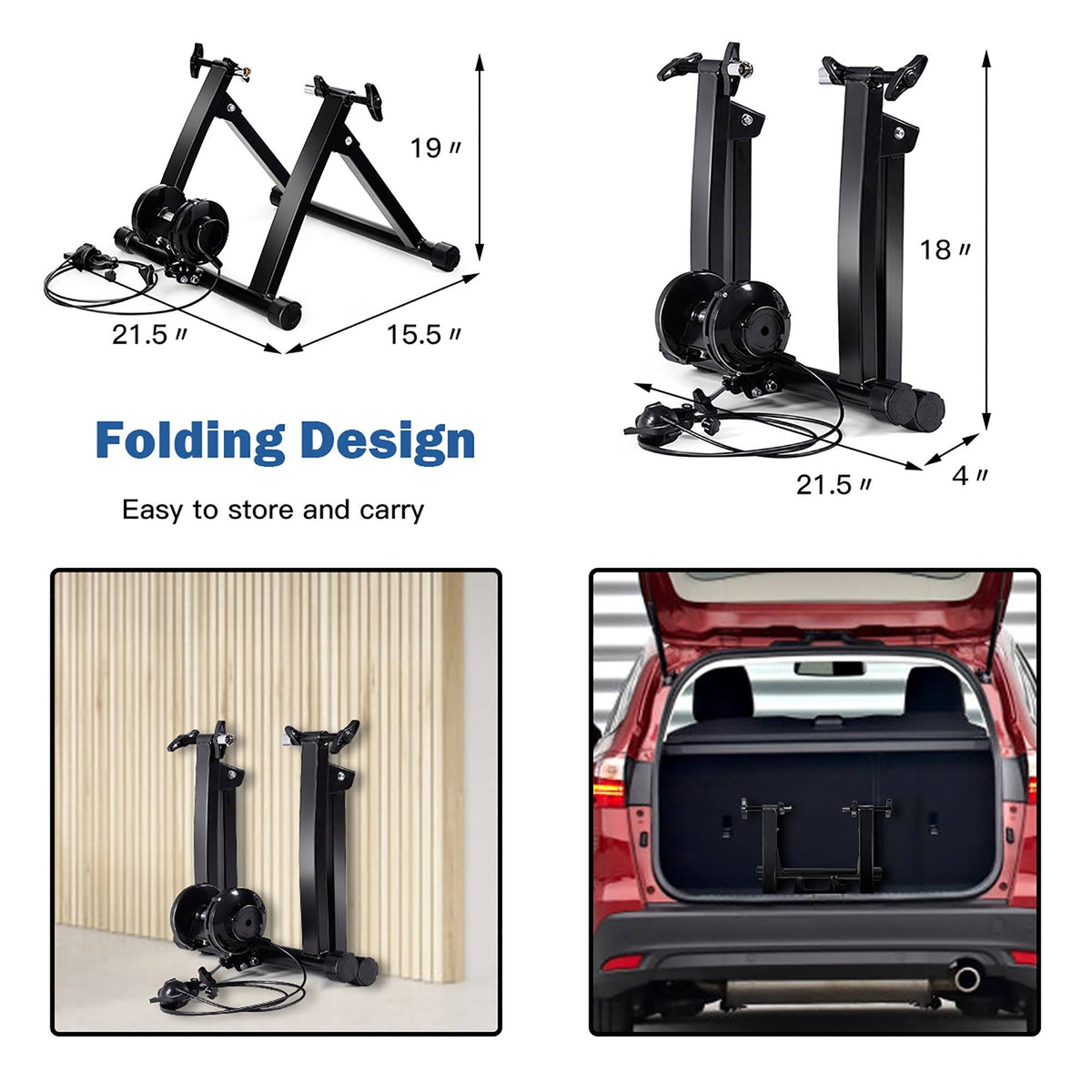 Magnetic Indoor Bicycle Trainer Exercise Stand 8 Levels - Black Y51274