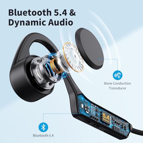 Bone Conduction Open Ear Bluetooth Headphones with Mic, IPX6 Waterproof, Black B718516
