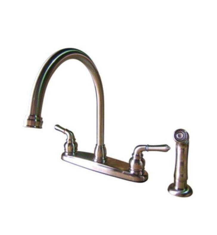 Satin Nickel Centerset Kitchen Faucet with Matching Sprayer N74149
