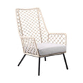 Indoor Outdoor Lounge Chair with Woven Lattice Back, Beige G60931