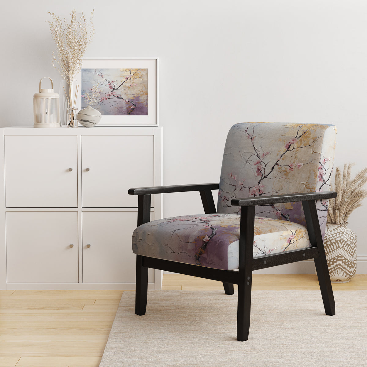 Upholstered Floral Accent Chair and Traditional Arm Chair K8615