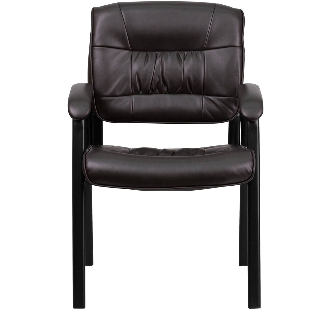 Brown Leather Executive Side Reception Chair with Black Frame L976224