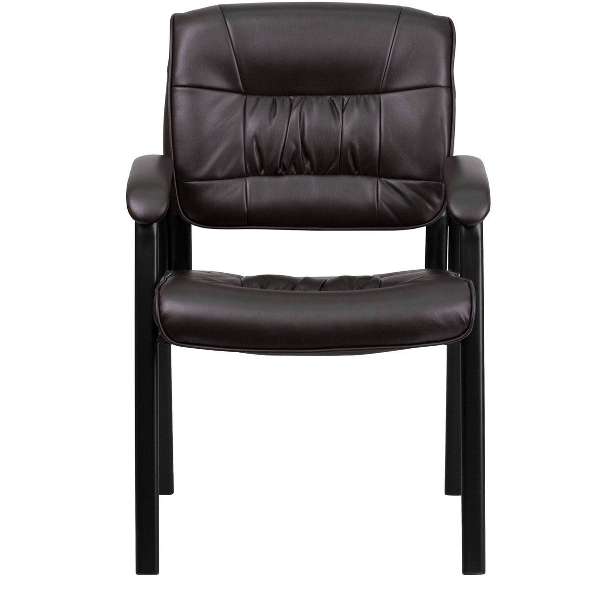 Brown Leather Executive Side Reception Chair with Black Frame L976224
