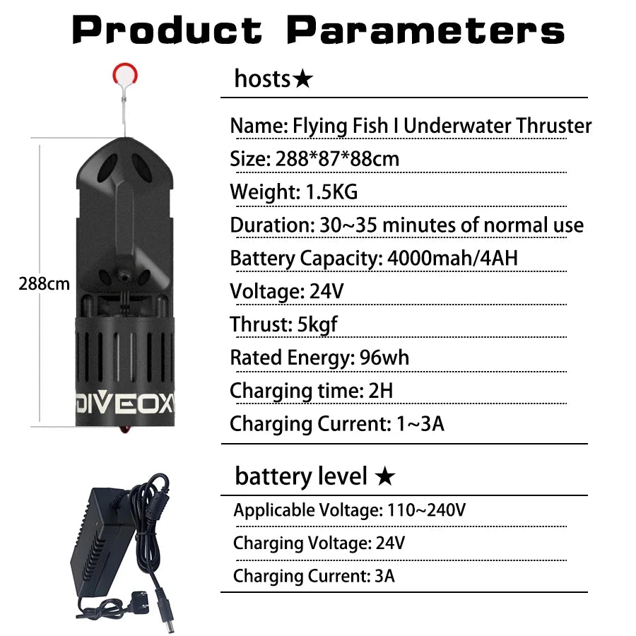 Electric Underwater Scooter 20M Waterproof F9428