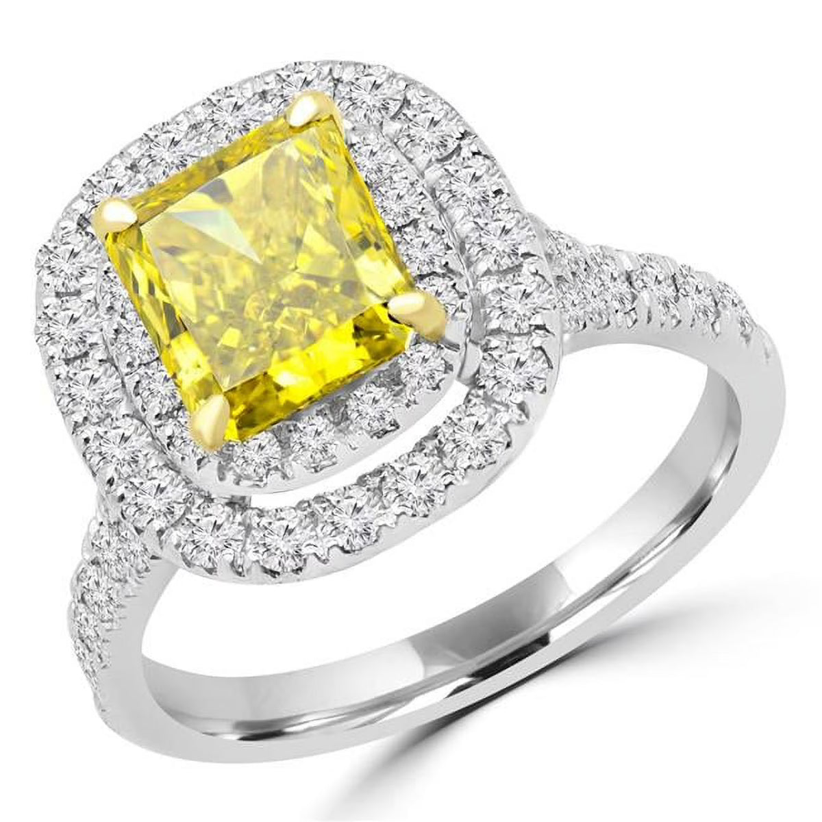 Vintage Double Halo Engagement Ring in 14K White Gold O357183
