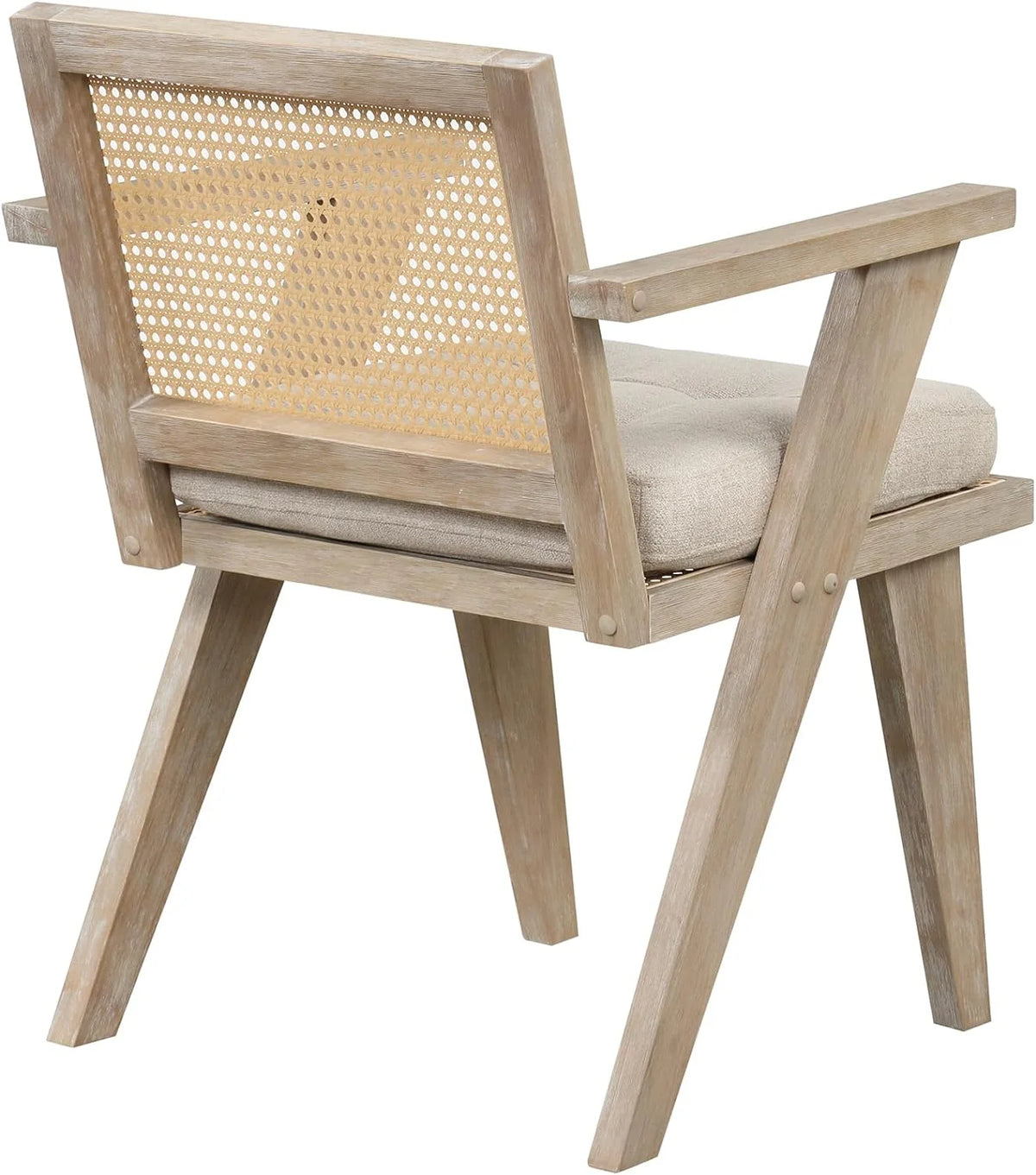 Mid Century Modern Accent Chair with Rattan Backrest and Padded Seat H699386