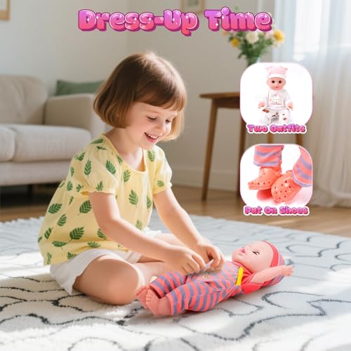12" Baby Doll Playset with Carrier Bassinet, High Chair, Clothes & Accessories R78607
