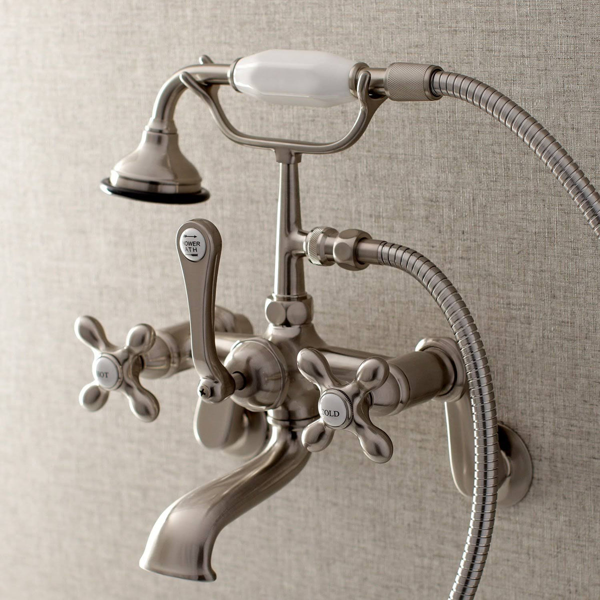 Matte Black Wall Mount Tub Faucet with Hand Shower F5913