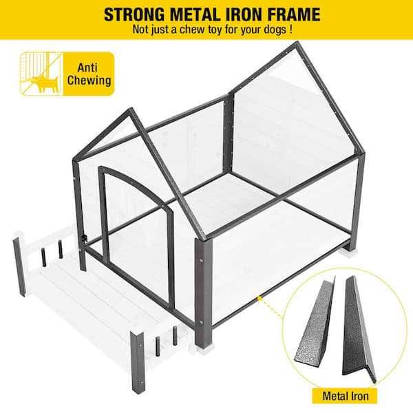 Outdoor Dog House with Porch Iron Frame I826659