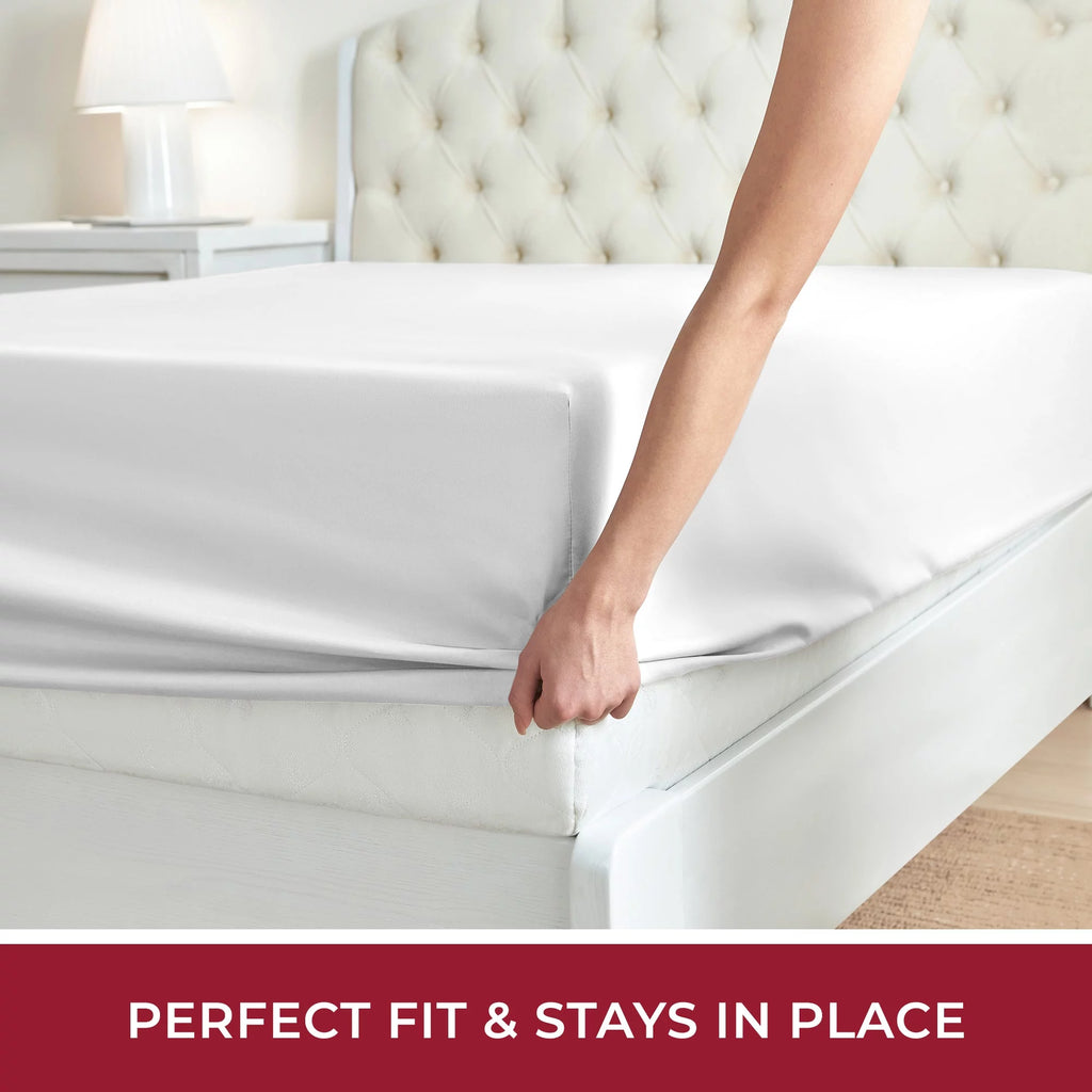 Queen Extra Deep Pocket White Fitted Sheet H466367