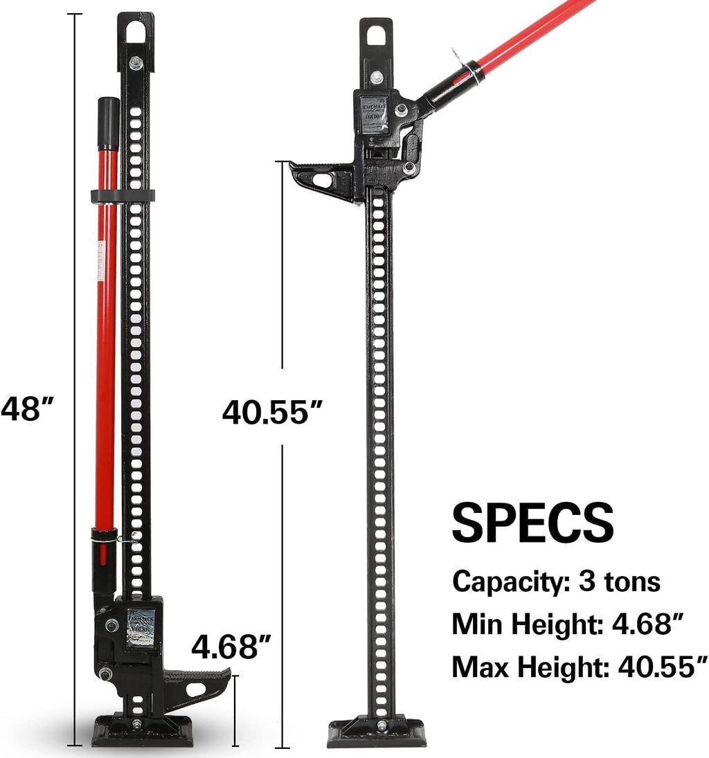 48 Off-Road High Lift Jack 3 Tons Capacity Cast and Steel Black E127