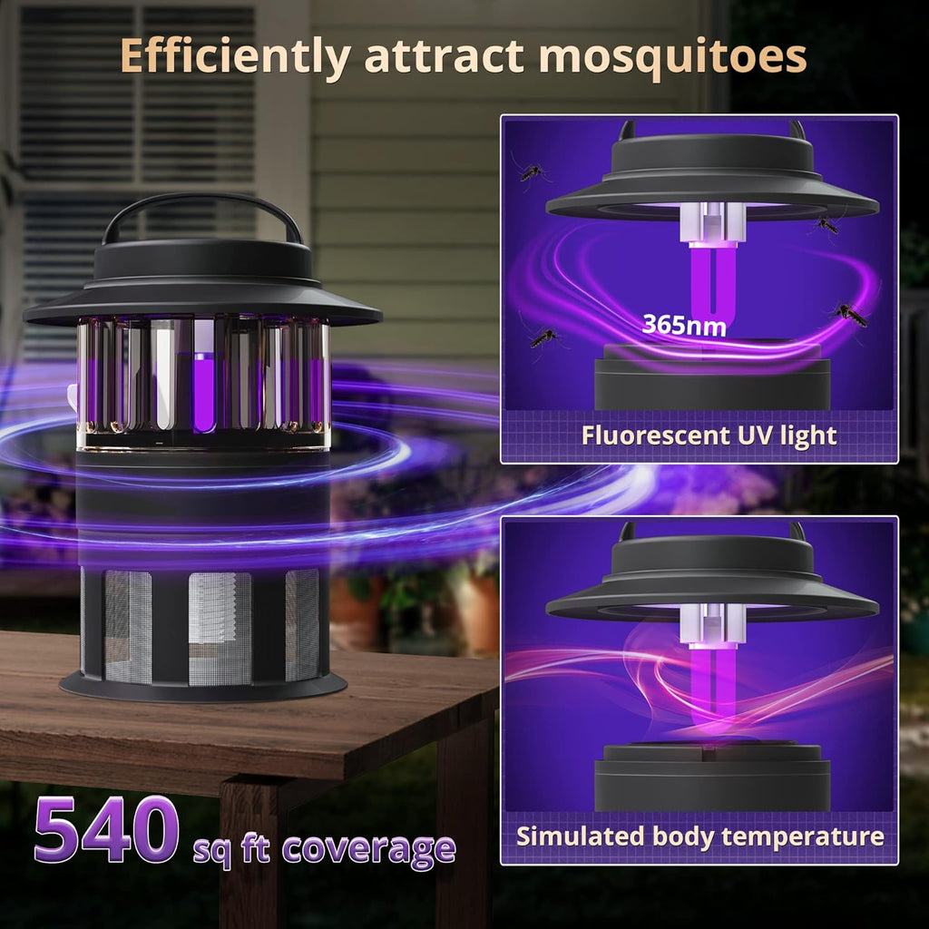 Mosquito Trap Indoor, Insect Trap for Flies, Gnat & Moth, Bug Zapper with 1000V Grid, Suction Fan, Pack of 2 Z108
