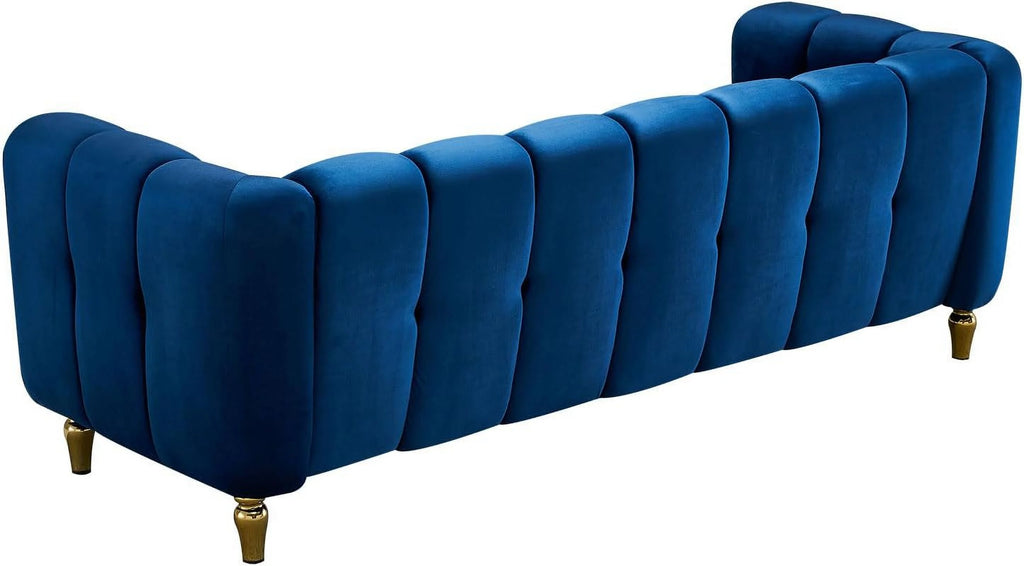 Blue Velvet 3-Seat Tufted Sofa N64518