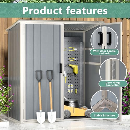 5 x 3FT Resin Storage Shed with Floor and Lockable Door L718835