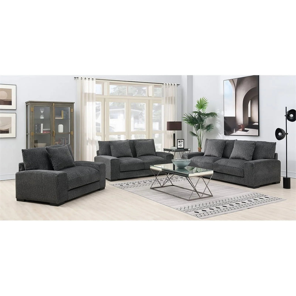 Gray Soft Microfiber Loveseat I633437