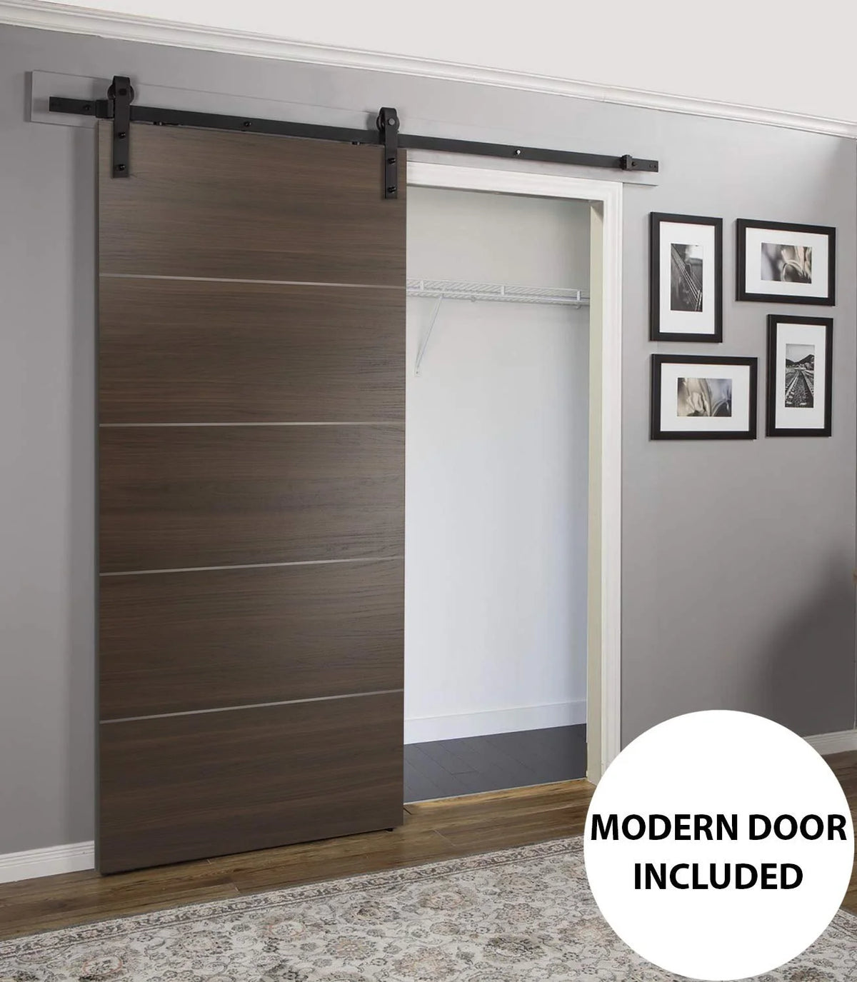 Brown Sliding Barn Door 24 x 80 with 6.6FT Track B825