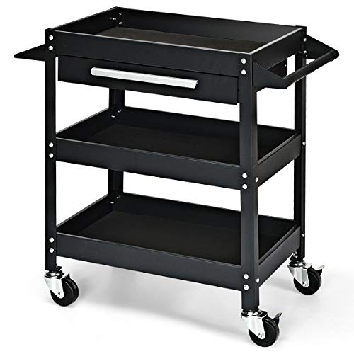 3 Tier Rolling Tool Cart with Storage Drawer D83704