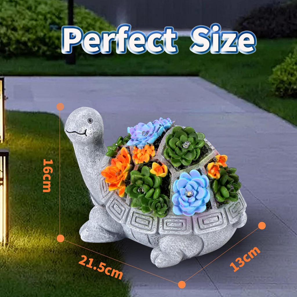 Turtle Statue with Succulent and 7 LED Colour Lights Z452786