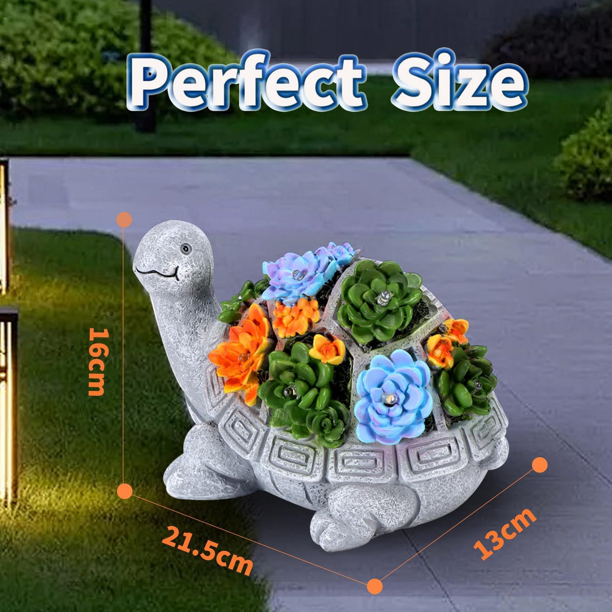 Turtle Statue with Succulent and 7 LED Colour Lights Z452786