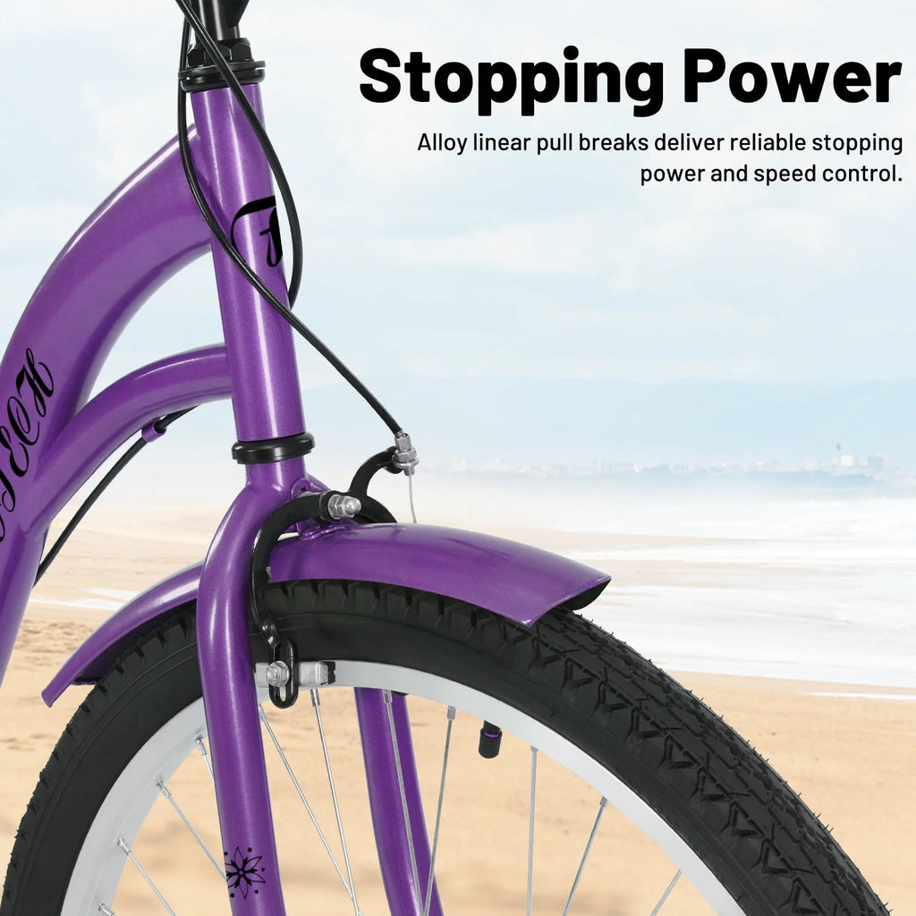 White 26 inch 7 Speed Foldable Cruiser Bike with Basket P825483
