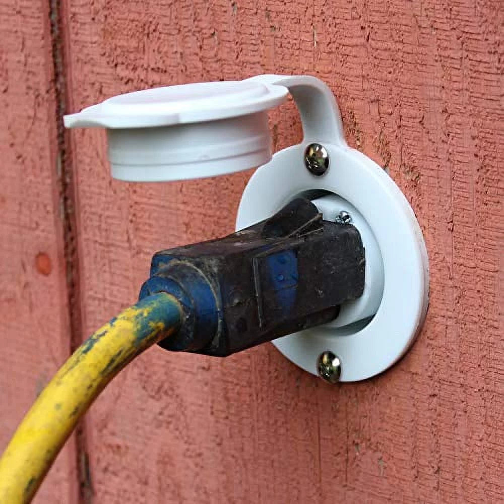 15 Amp 120-125 Volt NEMA 5-15 Flanged Outlet White Commercial Grade 2 Pole-3 Wire Straight Blade Plug Charger Receptacle 10-Pack J436
