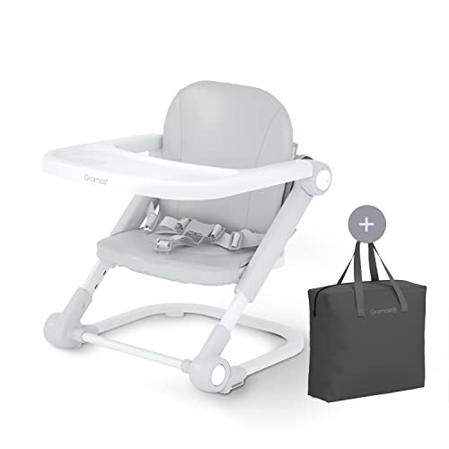 Toddler Booster Seat with Aluminum Frame, Soft PU Cushion, Grey E406876