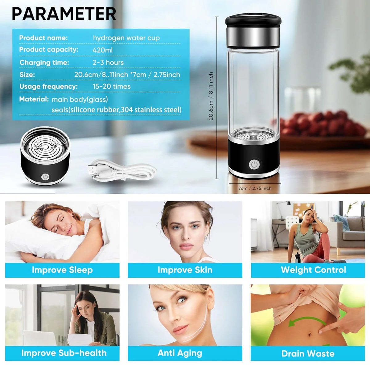 Hydrogen Water Bottle Generator I629644