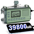 Green AM/FM/NOAA Hand Crank Radio with 15W Fast Charge, 39800mAh Portable Solar Power Bank, Flashlight & SOS Alarm B23770