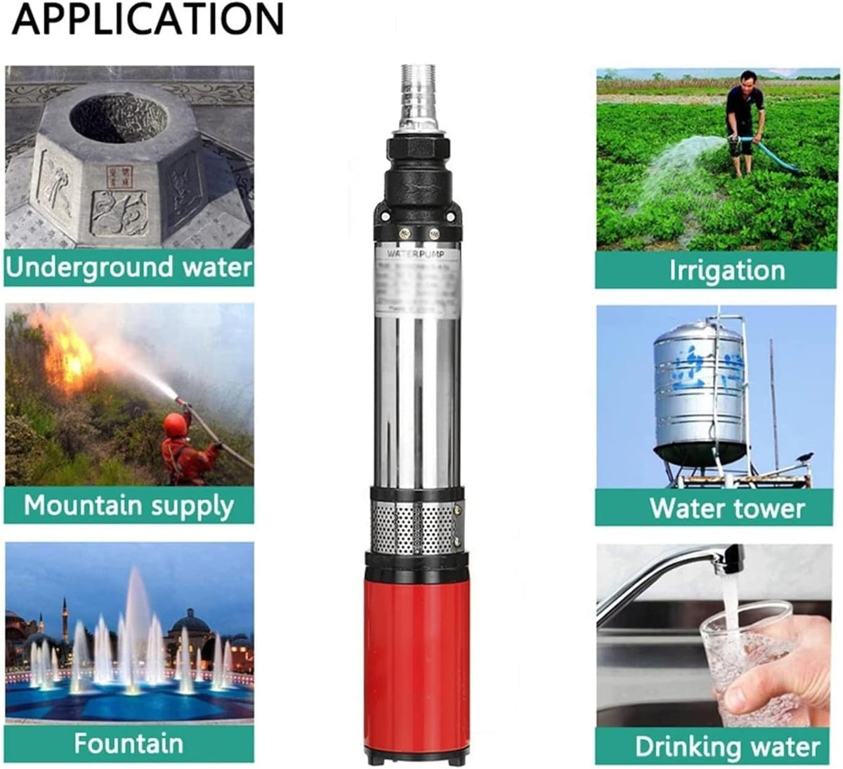 12V DC 250W Stainless Steel Submersible Water Pump 25m 4000L/H 1In Outlet W820