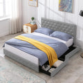 Upholstered California King Platform Bed Frame with 4 Storage Drawers N2627