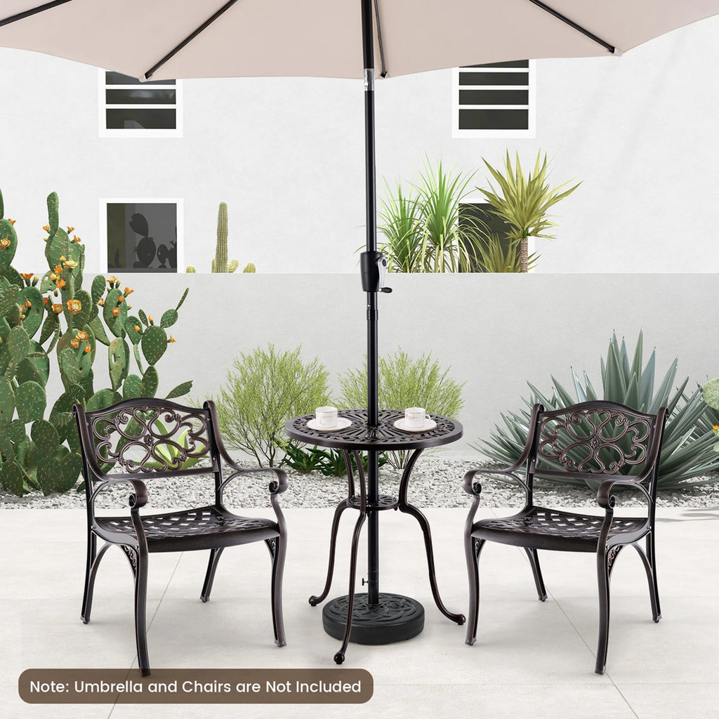 24 Round Cast Aluminum Patio Bistro Table with Umbrella Hole B494