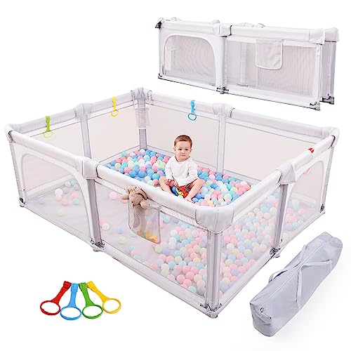 Grey Extra Large Foldable Baby Playpen 79 x 59 x 27 Inches G281