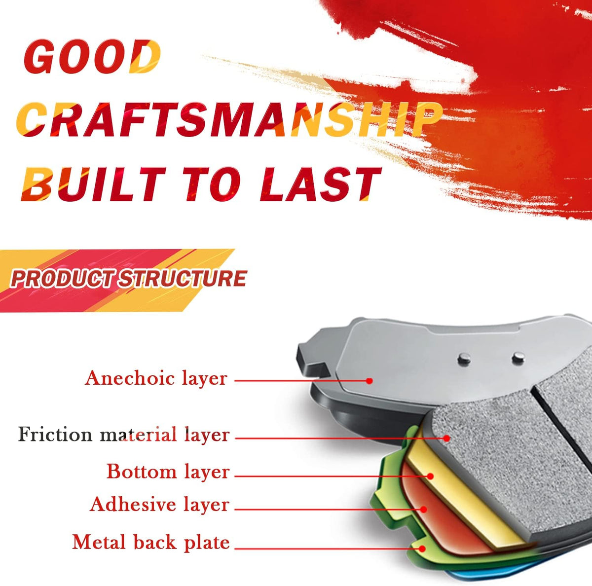 Parking Brake Pads, Heavy Duty Front & Rear 8X Brake Pads Pack of 2 V78811
