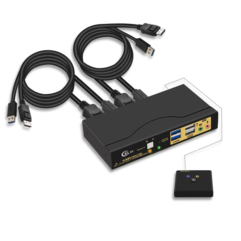 2 Port Dual Monitor Displayport USB 3.0 4K 60Hz KVM Switch B214